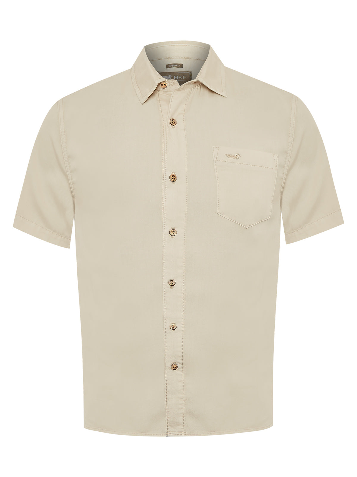 Camisa Tencel Hombre Beige Rockford