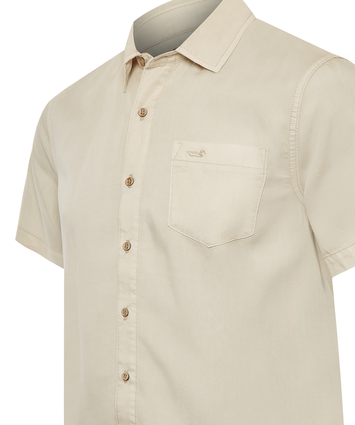 Camisa Tencel Hombre Beige Rockford