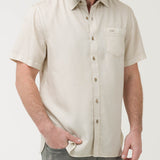 Camisa Tencel Hombre Beige Rockford