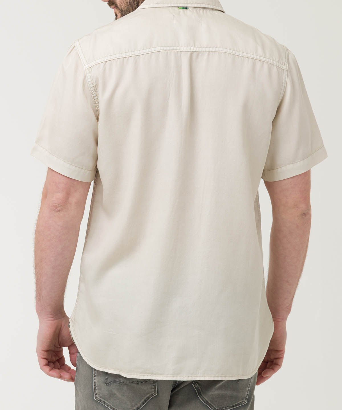 Camisa Tencel Hombre Beige Rockford