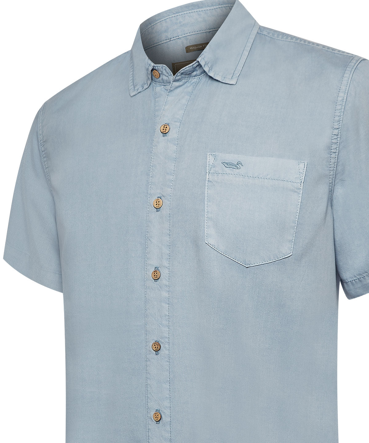Camisa Tencel Hombre Azul Claro Rockford