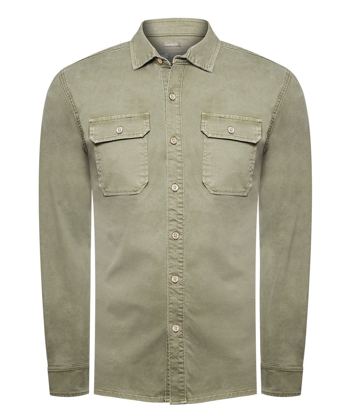 Camisa Algodón Hombre Denim Verde Rockford