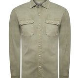 Camisa Algodón Hombre Denim Verde Rockford