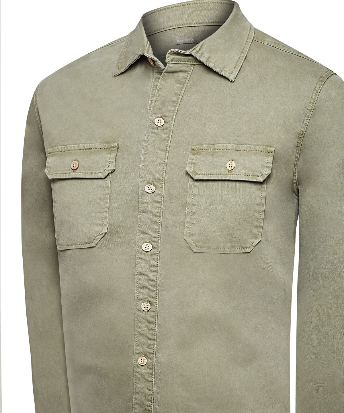 Camisa Algodón Hombre Denim Verde Rockford
