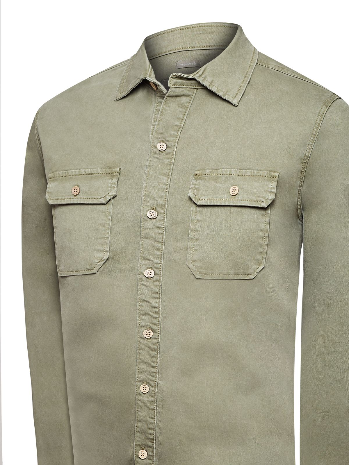 Camisa Algodón Hombre Denim Verde Rockford