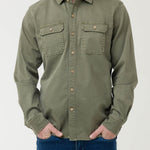 Camisa Algodón Hombre Denim Verde Rockford