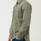 Camisa Algodón Hombre Denim Verde Rockford