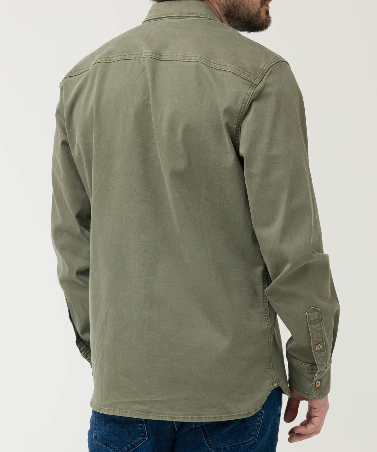 Camisa Algodón Hombre Denim Verde Rockford