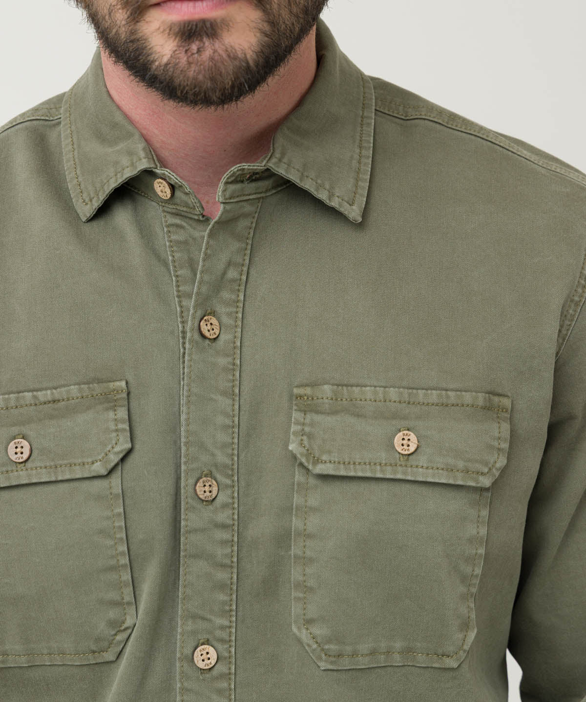 Camisa Algodón Hombre Denim Verde Rockford
