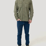 Camisa Algodón Hombre Denim Verde Rockford