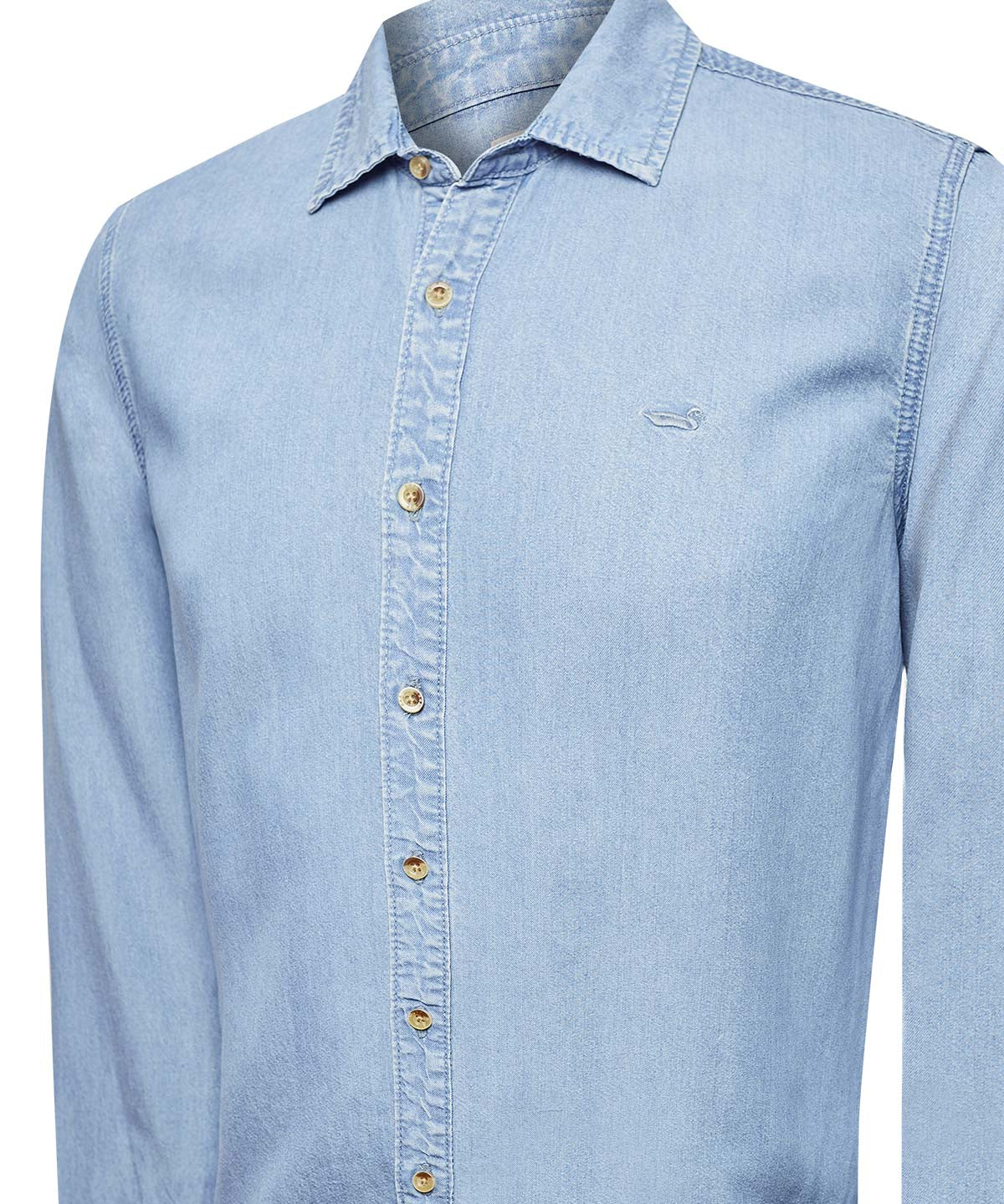 Camisa Tencel Hombre Azul Rockford