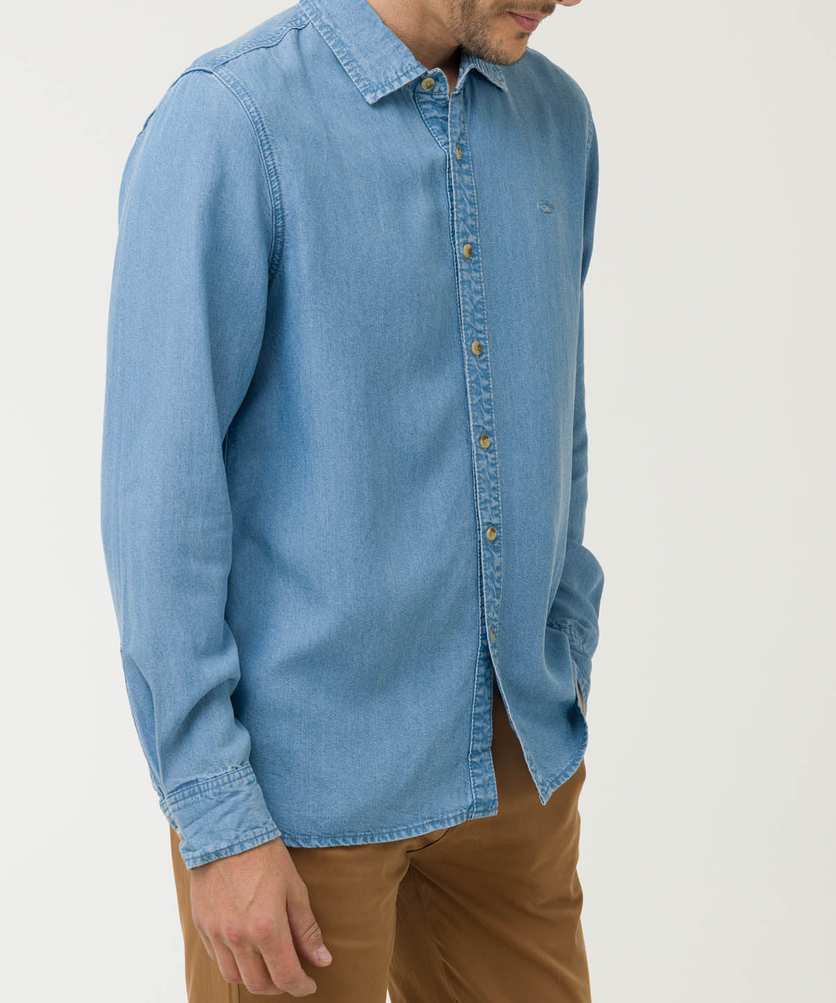 Camisa Tencel Hombre Azul Rockford