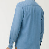 Camisa Tencel Hombre Azul Rockford