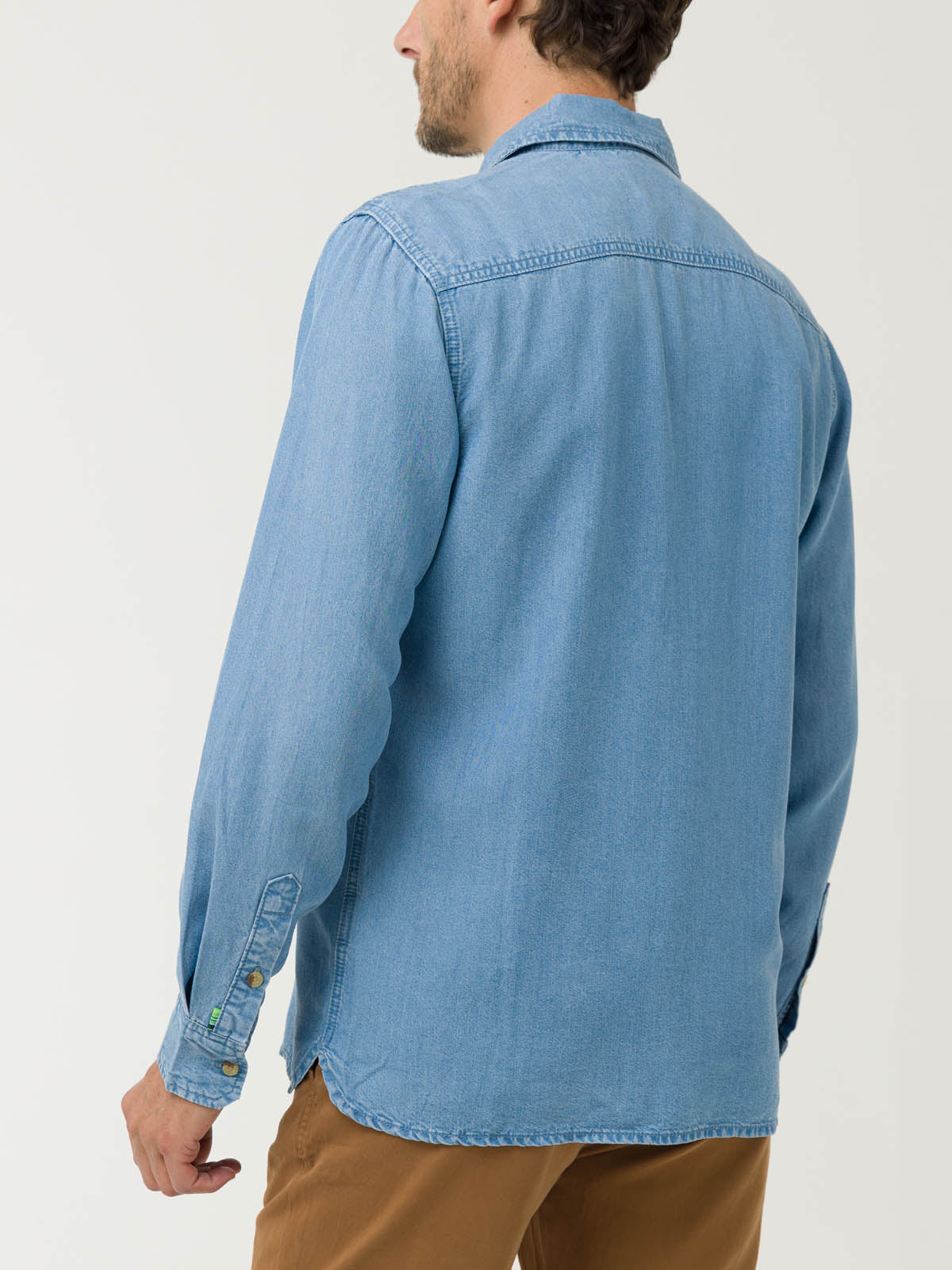 Camisa Tencel Hombre Azul Rockford