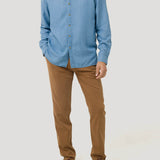 Camisa Tencel Hombre Azul Rockford