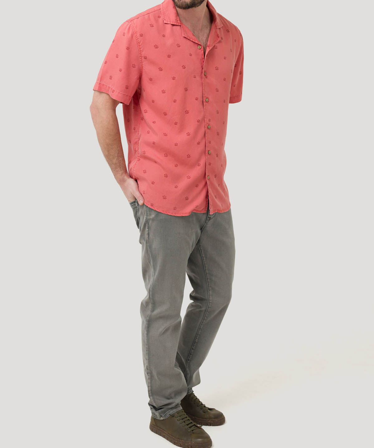Camisa Tencel Hombre Tencelpri Rojo Rockford