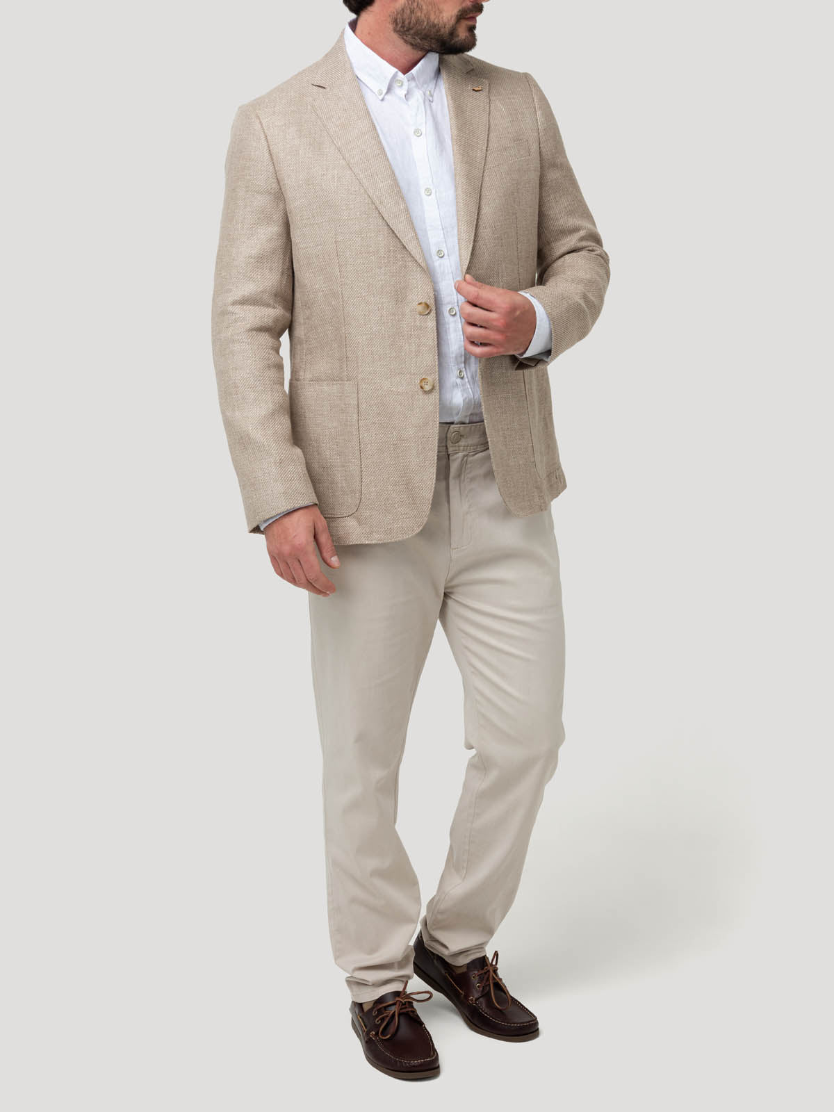 Chaqueta Lino Hombre Salento Café Rockford