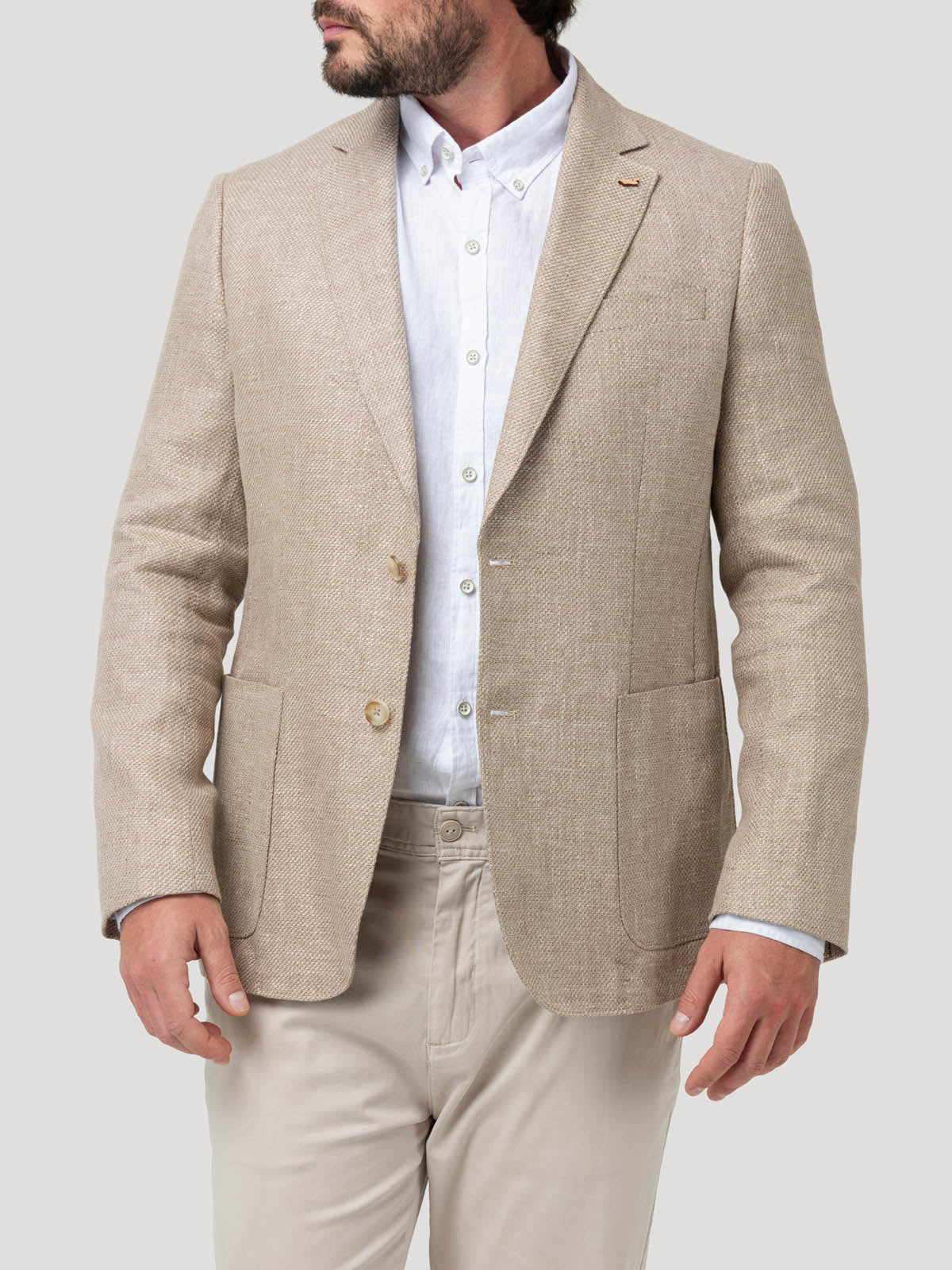 Chaqueta Lino Hombre Salento Café Rockford