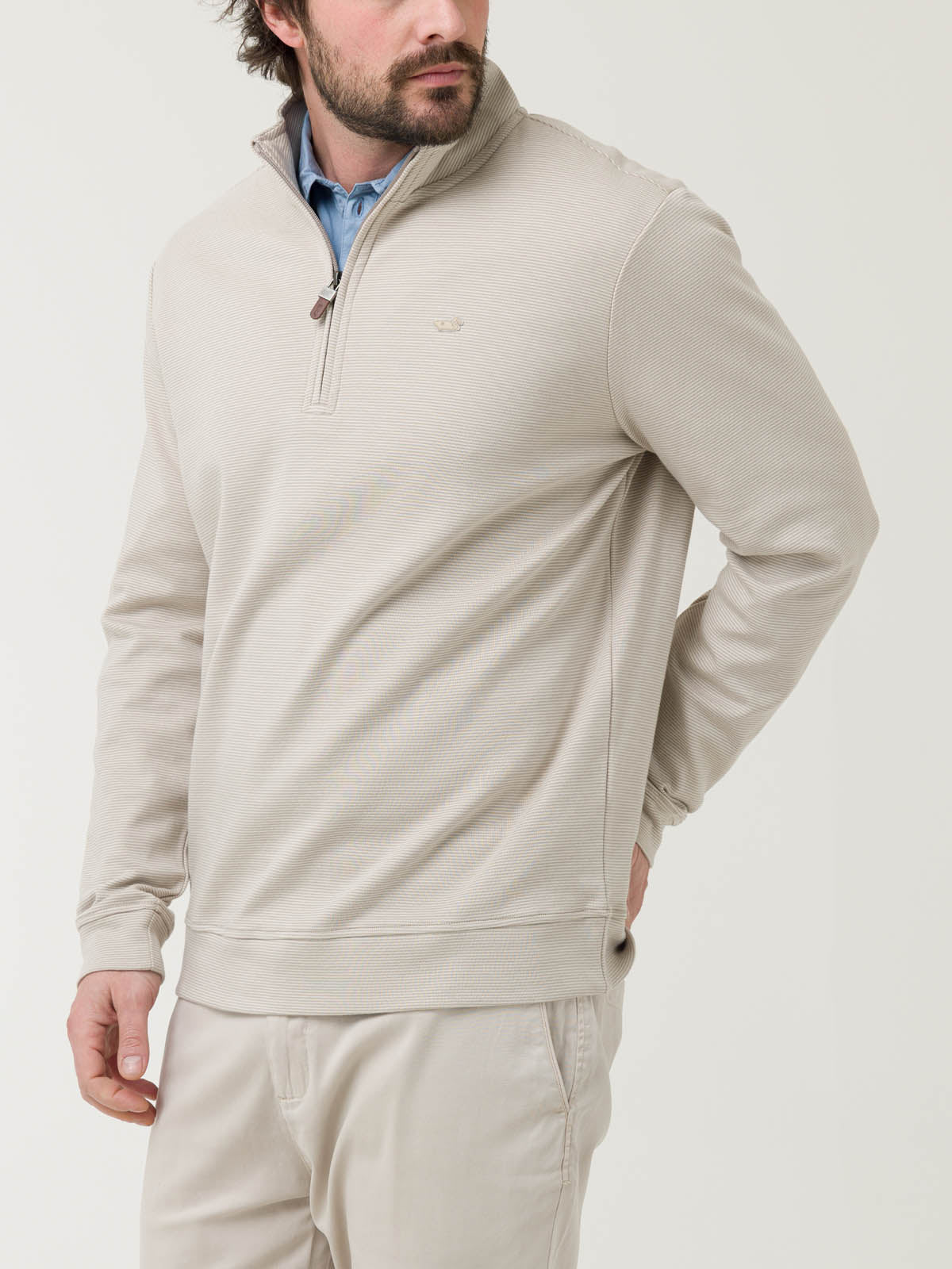 Polerón Algodón Pima Hombre Rimistripe Beige Rockford