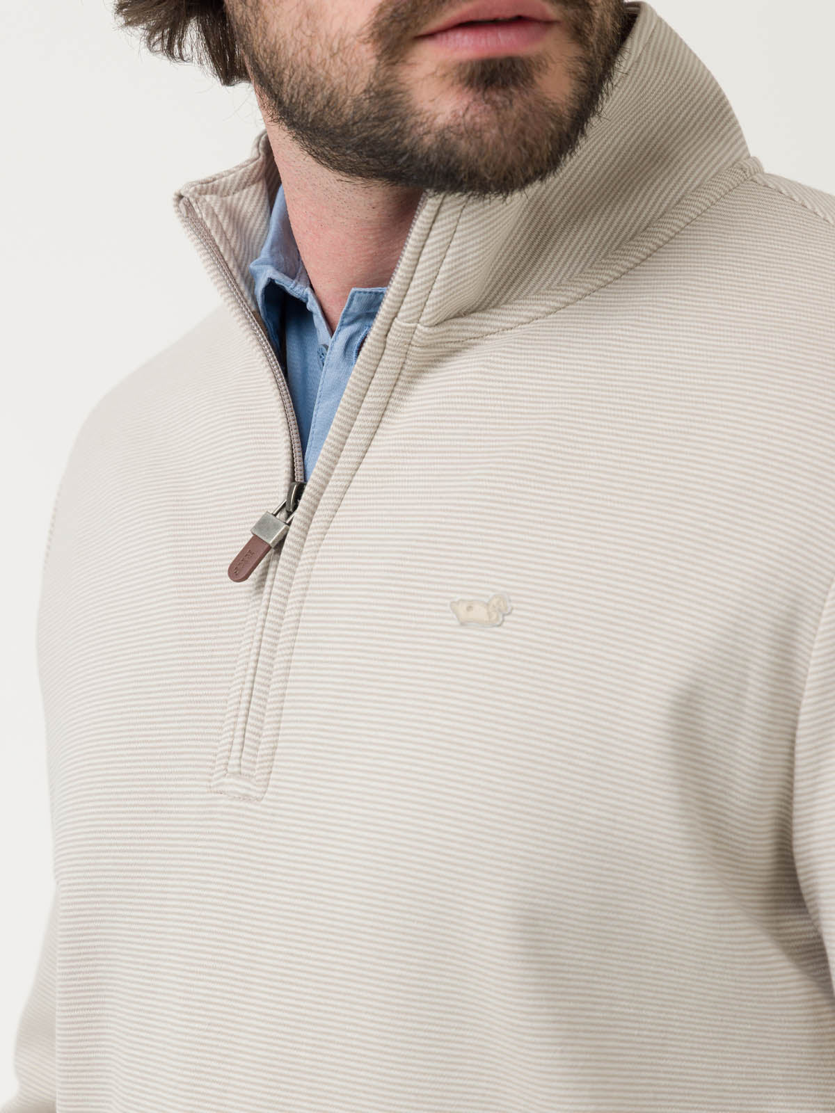 Polerón Algodón Pima Hombre Rimistripe Beige Rockford