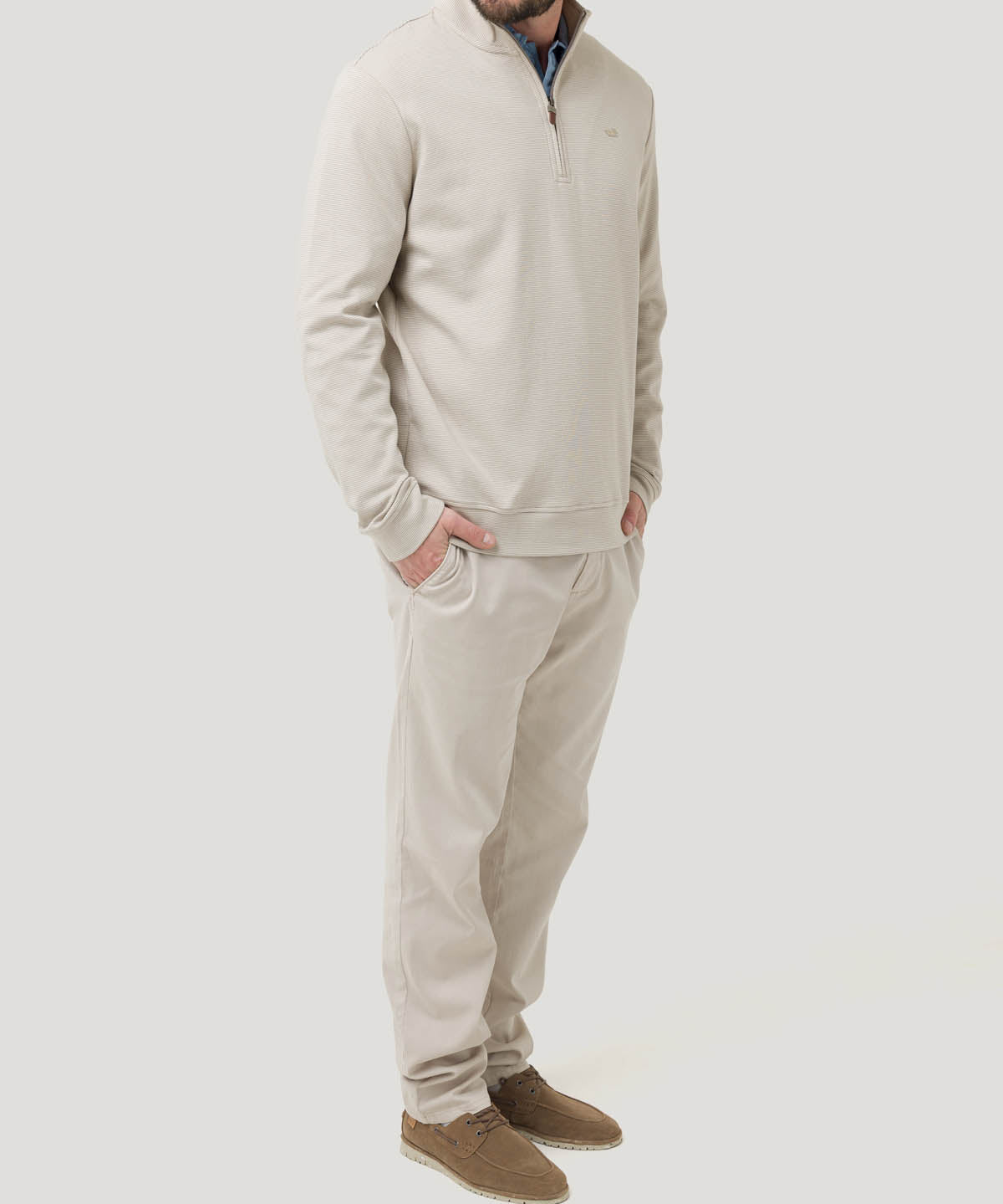 Polerón Algodón Pima Hombre Rimistripe Beige Rockford