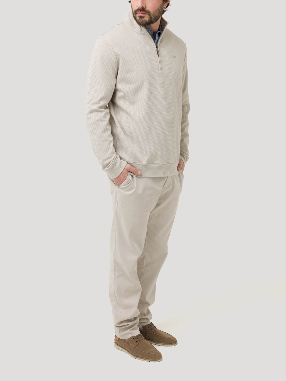Polerón Algodón Pima Hombre Rimistripe Beige Rockford