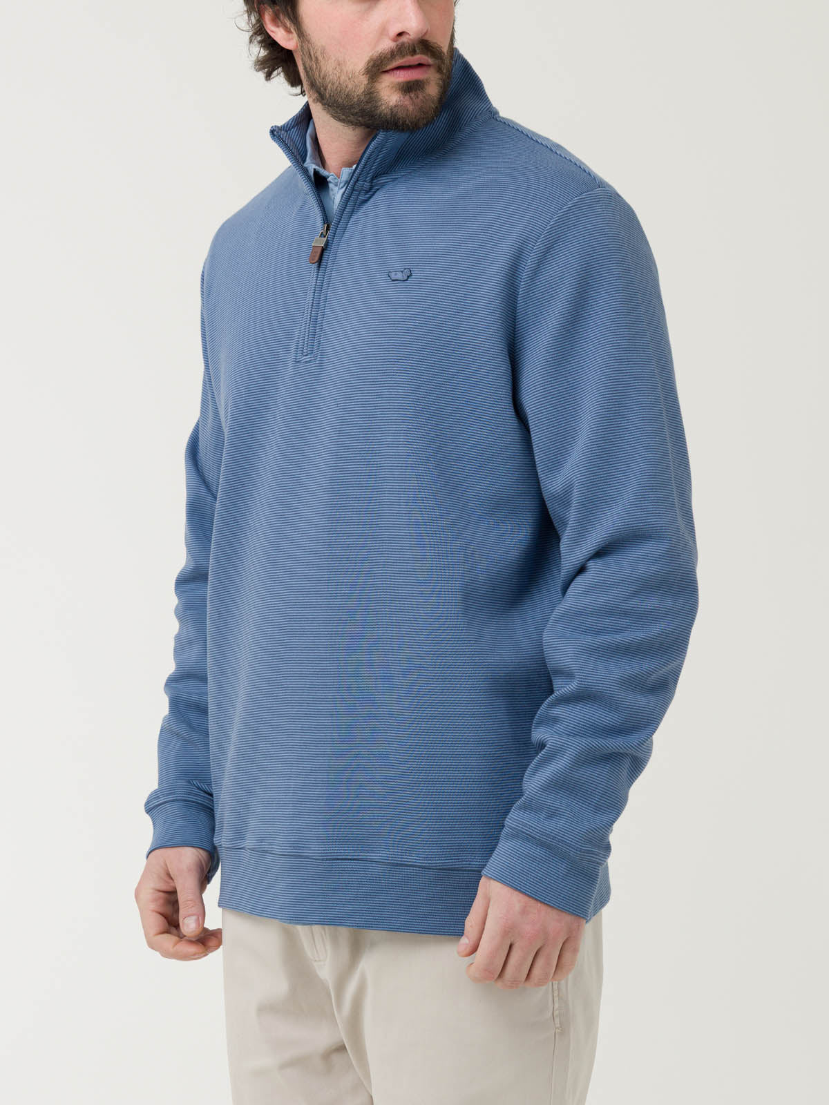 Polerón Algodón Pima Hombre Rimistripe Azul Rockford