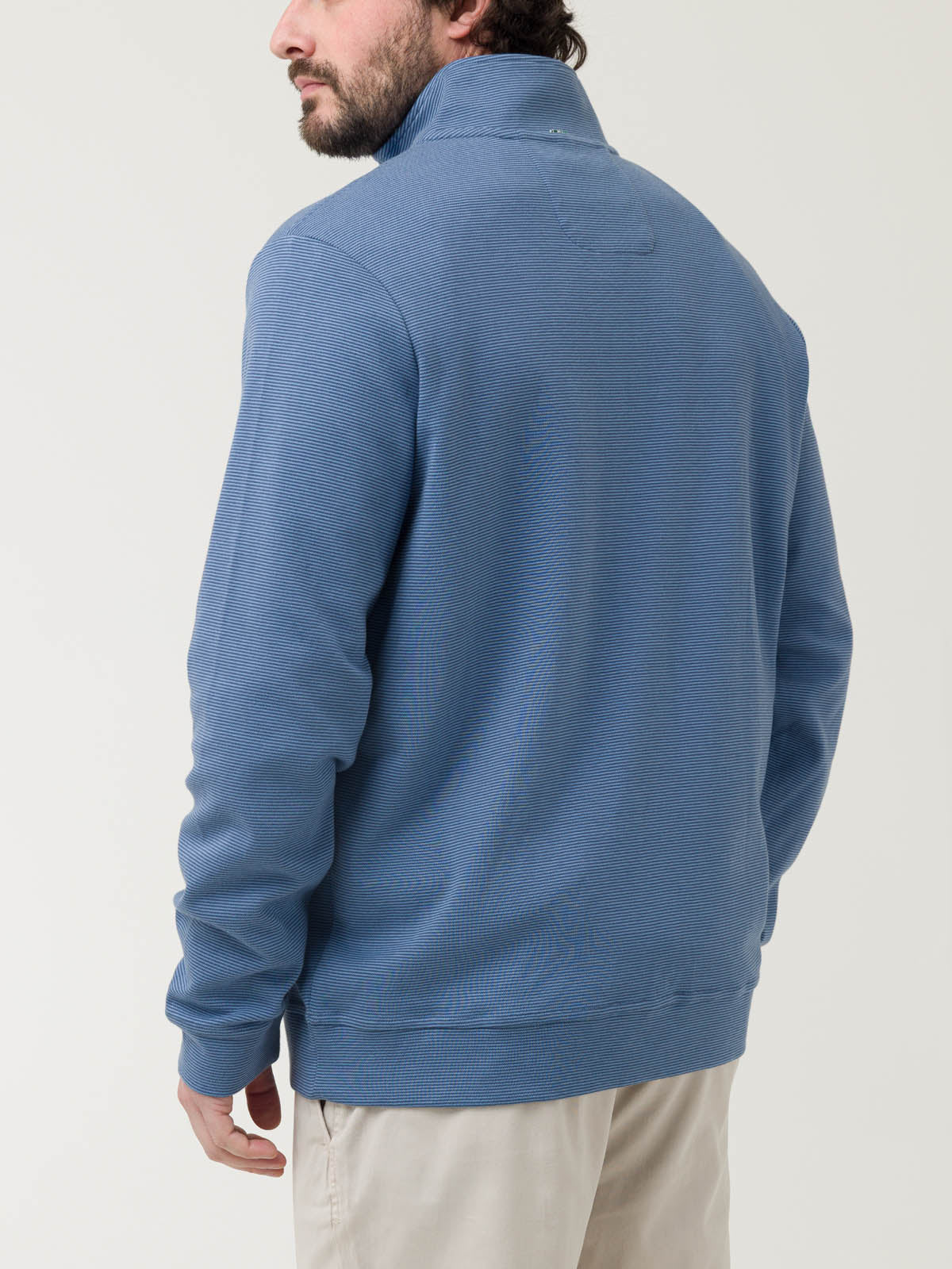 Polerón Algodón Pima Hombre Rimistripe Azul Rockford