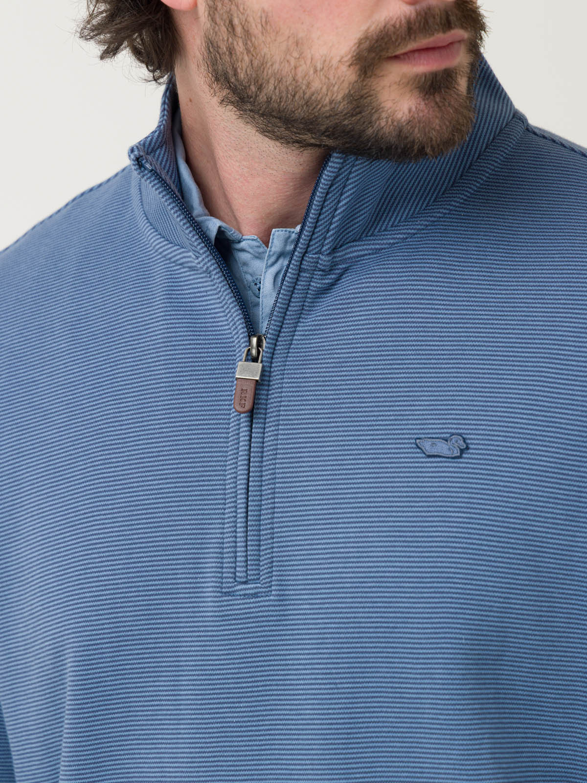 Polerón Algodón Pima Hombre Rimistripe Azul Rockford