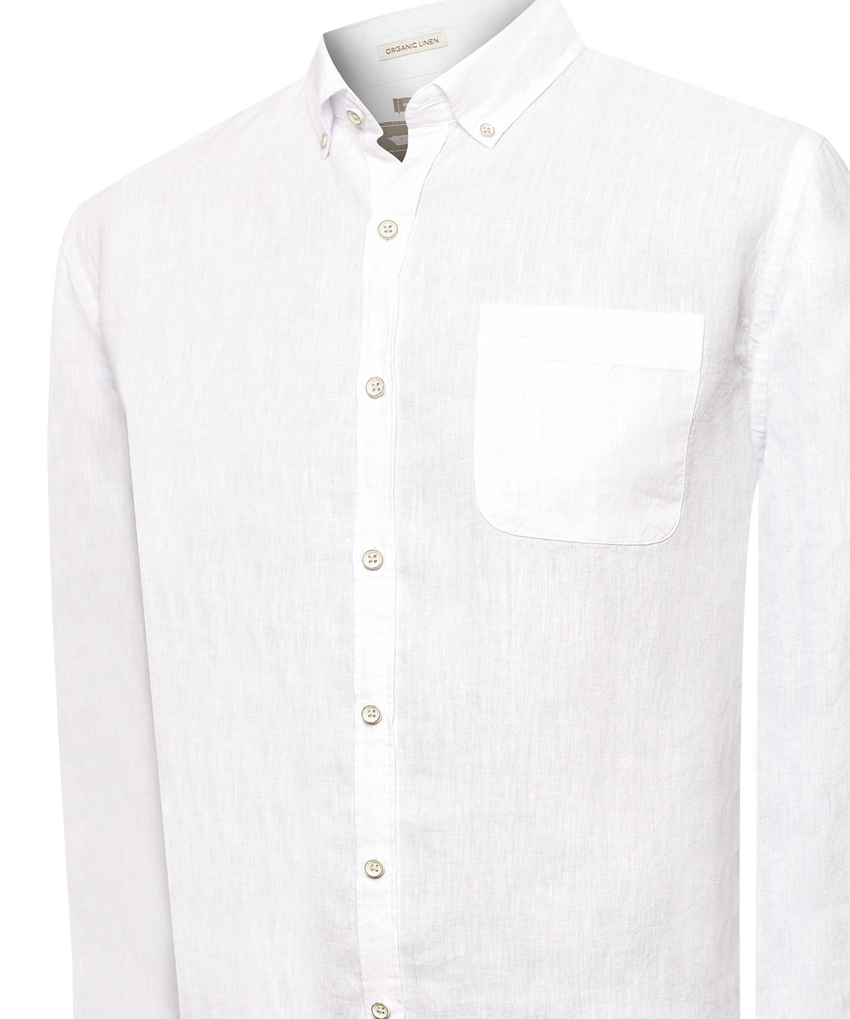 Camisa Lino Orgánico Hombre Linentex Blanco Rockford