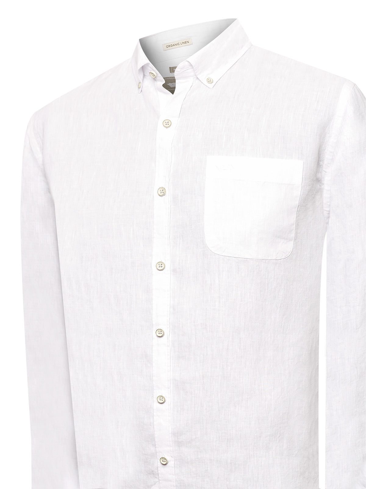 Camisa Lino Orgánico Hombre Linentex Blanco Rockford