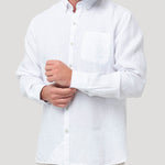 Camisa Lino Orgánico Hombre Linentex Blanco Rockford