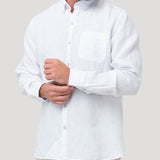 Camisa Lino Orgánico Hombre Linentex Blanco Rockford