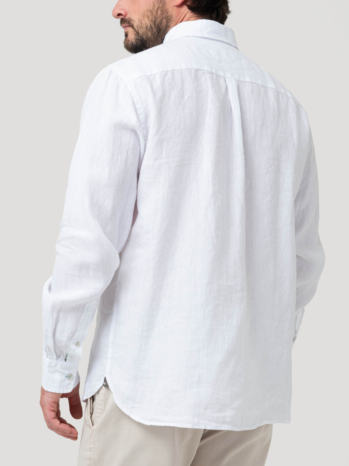 Camisa Lino Orgánico Hombre Linentex Blanco Rockford