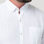 Camisa Lino Orgánico Hombre Linentex Blanco Rockford