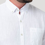 Camisa Lino Orgánico Hombre Linentex Blanco Rockford
