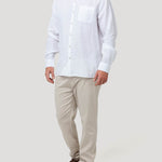 Camisa Lino Orgánico Hombre Linentex Blanco Rockford