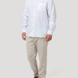 Camisa Lino Orgánico Hombre Linentex Blanco Rockford