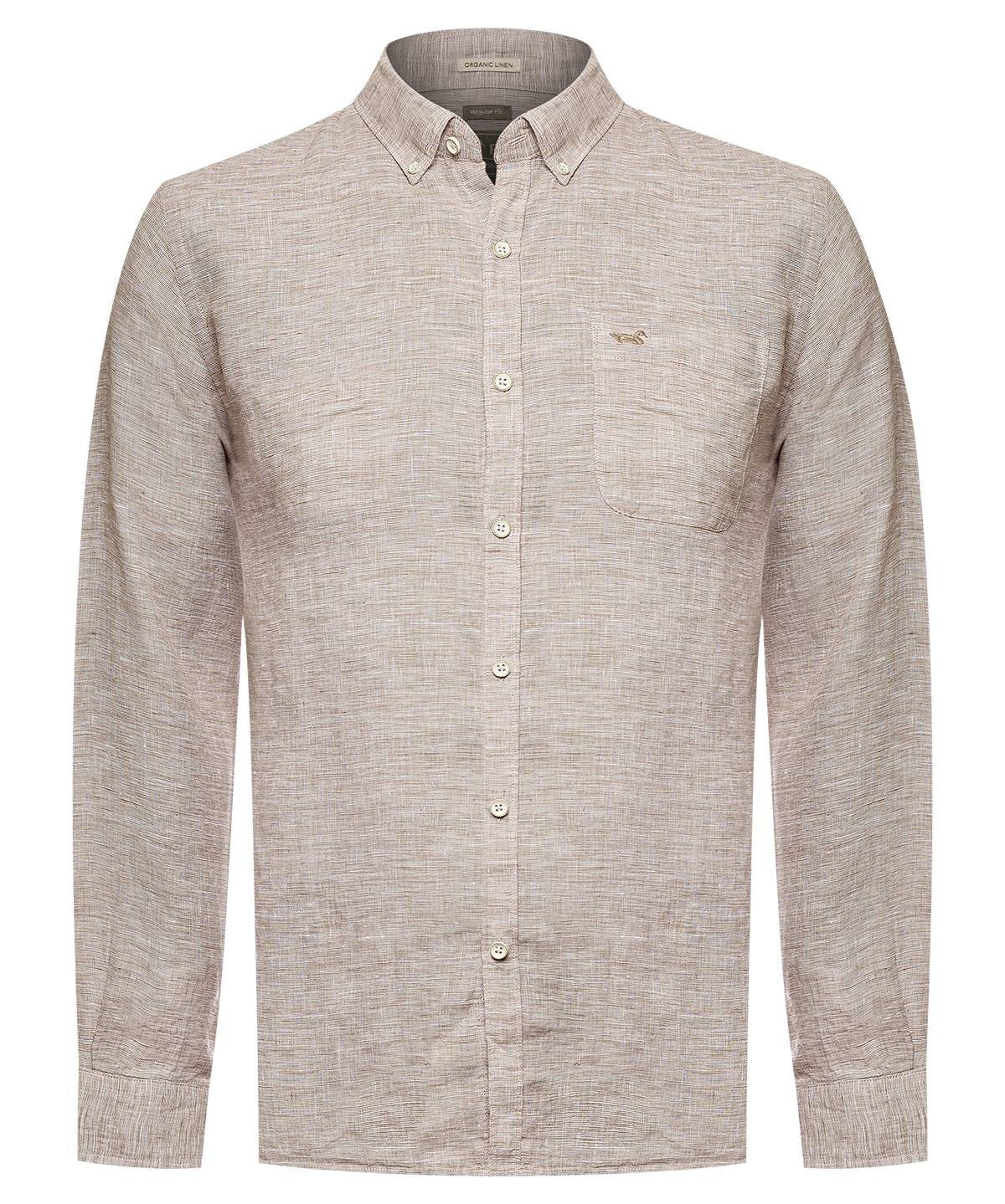 Camisa Lino Orgánico Hombre Linentex Café Rockford
