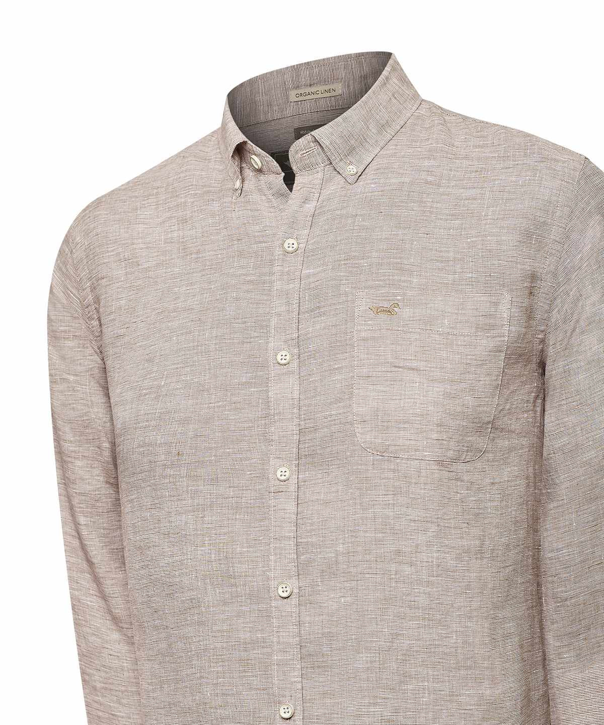 Camisa Lino Orgánico Hombre Linentex Café Rockford