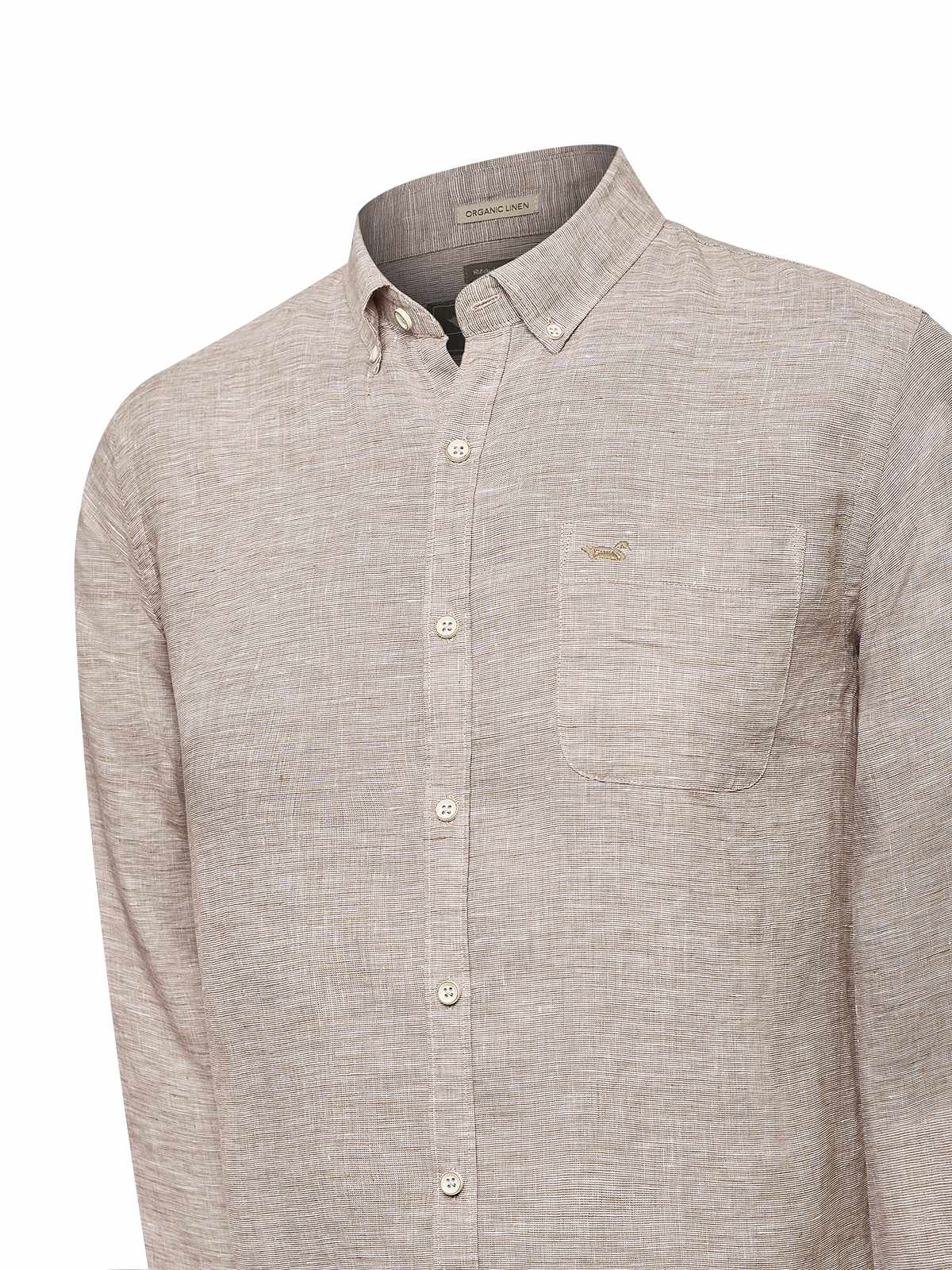 Camisa Lino Orgánico Hombre Linentex Café Rockford