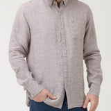 Camisa Lino Orgánico Hombre Linentex Café Rockford