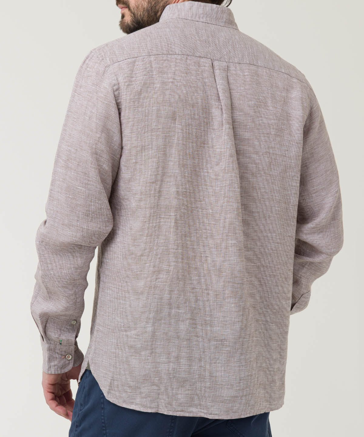Camisa Lino Orgánico Hombre Linentex Café Rockford