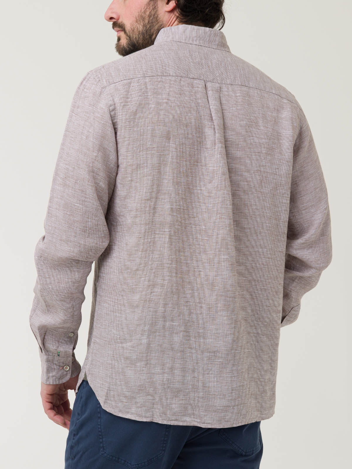 Camisa Lino Orgánico Hombre Linentex Café Rockford