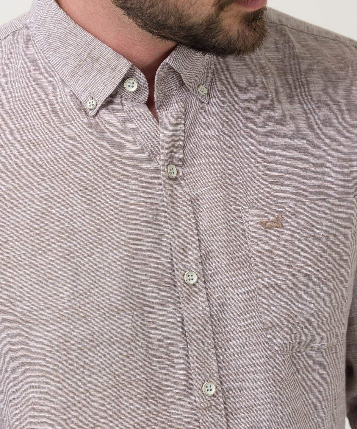 Camisa Lino Orgánico Hombre Linentex Café Rockford