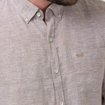 Camisa Lino Orgánico Hombre Linentex Café Rockford