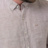 Camisa Lino Orgánico Hombre Linentex Café Rockford