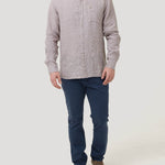 Camisa Lino Orgánico Hombre Linentex Café Rockford