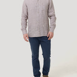Camisa Lino Orgánico Hombre Linentex Café Rockford