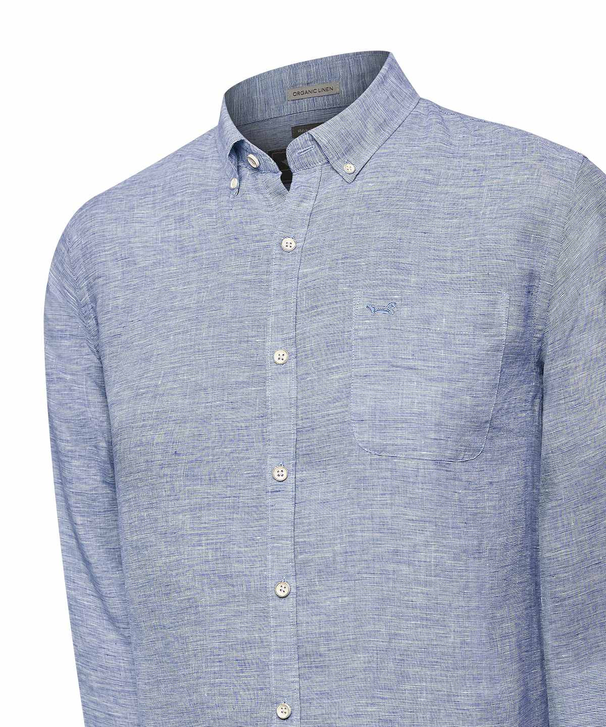 Camisa Lino Orgánico Hombre Linentex Azul Rockford